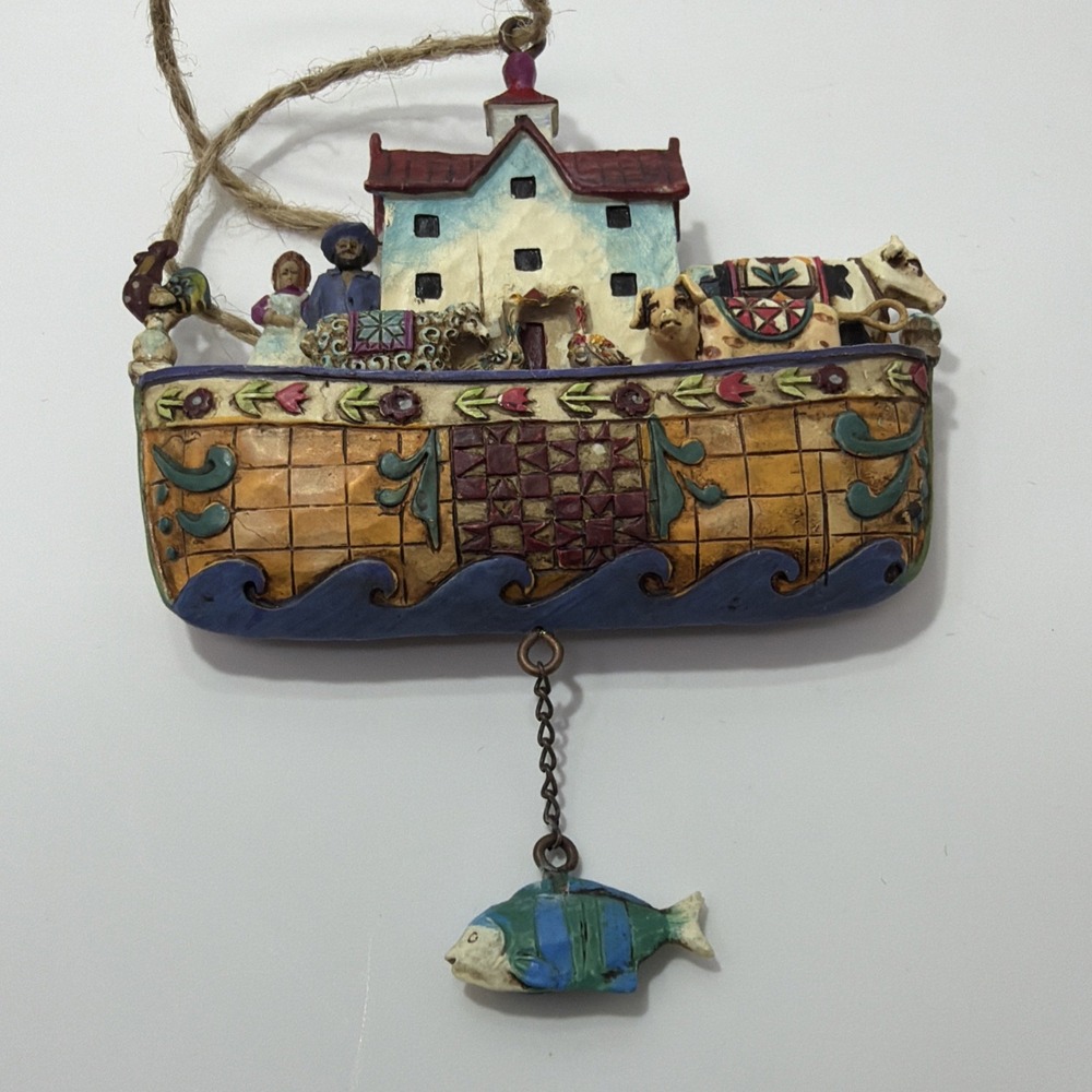 Jim Shore Heartwood Noahs Ark Fish Boat Christmas Ornament Holiday Religious